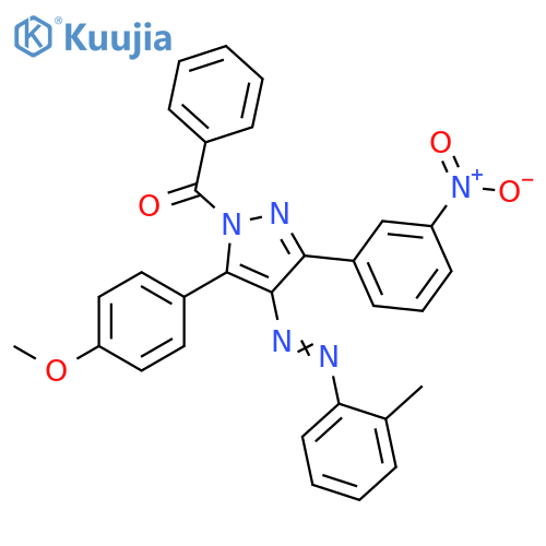 1H-Pyrazole,1-benzoyl-5-(4-methoxyphenyl)-4-[(2-methylphenyl)azo]-3-(3-nitrophenyl)- structure