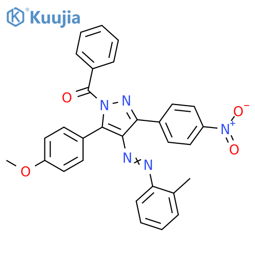 1H-Pyrazole,1-benzoyl-5-(4-methoxyphenyl)-4-[(2-methylphenyl)azo]-3-(4-nitrophenyl)- structure