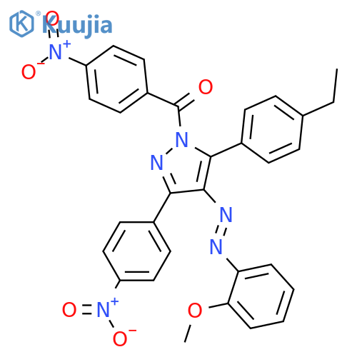 1H-Pyrazole,5-(4-ethylphenyl)-4-[(2-methoxyphenyl)azo]-1-(4-nitrobenzoyl)-3-(4-nitrophenyl)- structure