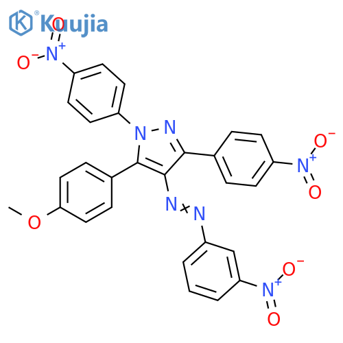 1H-Pyrazole,5-(4-methoxyphenyl)-1,3-bis(4-nitrophenyl)-4-[(3-nitrophenyl)azo]- structure