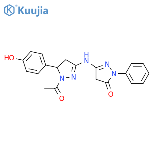 1H-Pyrazol-3-amine,1-acetyl-N-(4,5-dihydro-5-oxo-1-phenyl-1H-pyrazol-3-yl)-4,5-dihydro-5-(4-hydroxyphenyl)- structure