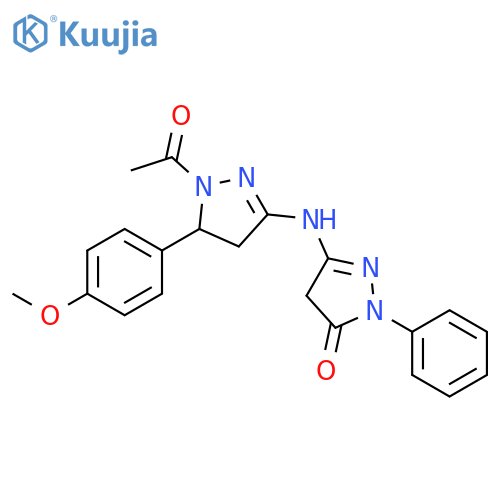 1H-Pyrazol-3-amine,1-acetyl-N-(4,5-dihydro-5-oxo-1-phenyl-1H-pyrazol-3-yl)-4,5-dihydro-5-(4-methoxyphenyl)- structure