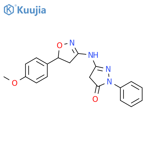 3H-Pyrazol-3-one,5-[[4,5-dihydro-5-(4-methoxyphenyl)-3-isoxazolyl]amino]-2,4-dihydro-2-phenyl- structure