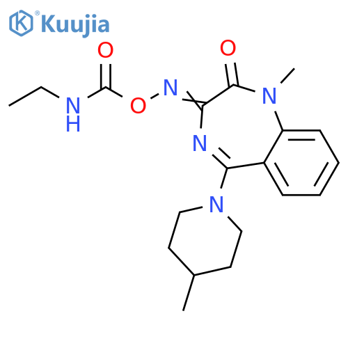 1H-1,4-Benzodiazepine-2,3-dione, 1-methyl-5-(4-methyl-1-piperidinyl)-, 3-[O-[(ethylamino)carbonyl]oxime] (9CI) structure