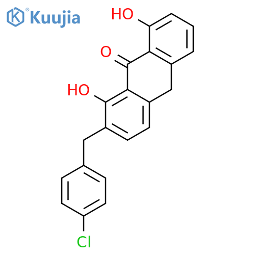9(10H)-Anthracenone, 2-[(4-chlorophenyl)methyl]-1,8-dihydroxy- structure