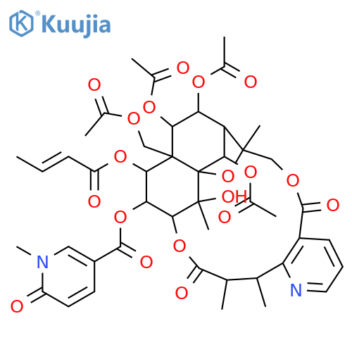 3-Pyridinecarboxylicacid, 1,6-dihydro-1-methyl-6-oxo-,10,21,22-tris(acetyloxy)-12-[(acetyloxy)methyl]-5,7,8,9,10,12,13,14,15,17,18,19-dodecahydro-20-hydroxy-8,18,19,20-tetramethyl-5,17-dioxo-13-[(1-oxo-2-butenyl)oxy]-8,11-epoxy-9,12-ethano-11,15-methano-11H-[1,8]dioxacycloheptadecino[4,3-b]pyridin-14-ylester, [8R-(8R*,9R*,10R*,11S*,12R*,13R*,14R*,15S*,18S*,19S*,20S*,21S*,22R*)]-(9CI) structure