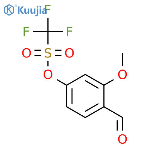 Methanesulfonic acid, trifluoro-, 4-formyl-3-methoxyphenyl ester structure