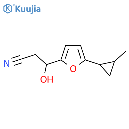 3-hydroxy-3-5-(2-methylcyclopropyl)furan-2-ylpropanenitrile structure