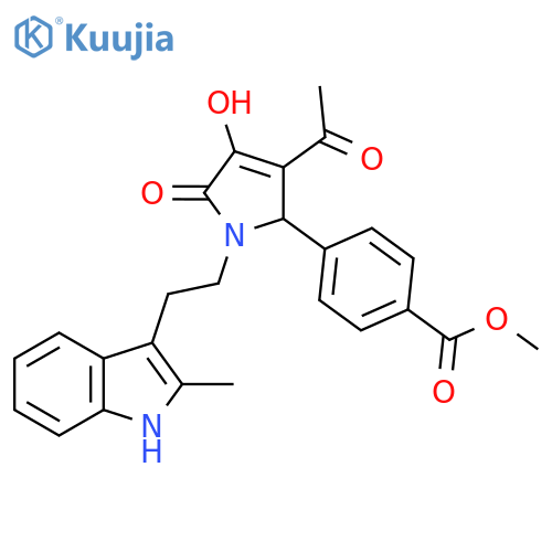 Methyl 4-(3-acetyl-4-hydroxy-1-(2-(2-methyl-1H-indol-3-yl)ethyl)-5-oxo-2,5-dihydro-1H-pyrrol-2-yl)benzoate structure