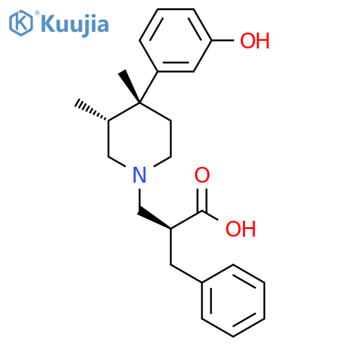 (S)-2-Benzyl-3-((3R,4R)-4-(3-hydroxyphenyl)-3,4-dimethylpiperidin-1-yl)propanoic acid structure