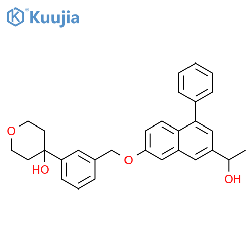 2H-Pyran-4-ol,tetrahydro-4-[3-[[[7-(1-hydroxyethyl)-5-phenyl-2-naphthalenyl]oxy]methyl]phenyl]- structure