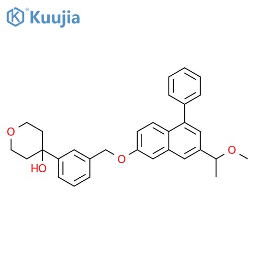2H-Pyran-4-ol,tetrahydro-4-[3-[[[7-(1-methoxyethyl)-5-phenyl-2-naphthalenyl]oxy]methyl]phenyl]- structure