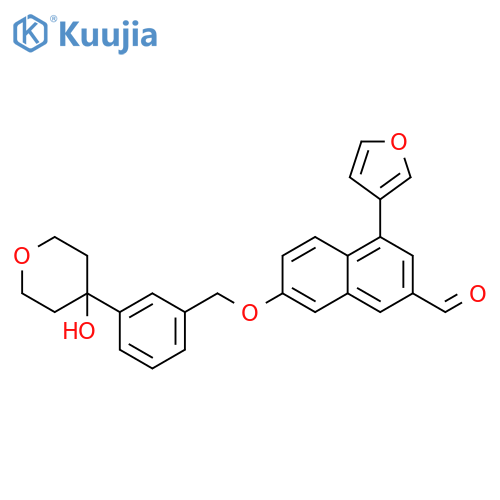 2-Naphthalenecarboxaldehyde,4-(3-furanyl)-7-[[3-(tetrahydro-4-hydroxy-2H-pyran-4-yl)phenyl]methoxy]- structure