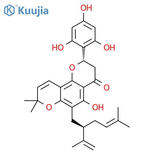 4H,8H-Benzo[1,2-b:3,4-b']dipyran-4-one,2,3-dihydro-5-hydroxy-8,8-dimethyl-6-[(2R)-5-methyl-2-(1-methylethenyl)-4-hexenyl]-2-(2,4,6-trihydroxyphenyl)-,(2S)- (9CI) structure