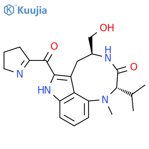 3H-Pyrrolo[4,3,2-gh]-1,4-benzodiazonin-3-one,7-[(3,4-dihydro-2H-pyrrol-5-yl)carbonyl]-1,2,4,5,6,8-hexahydro-5-(hydroxymethyl)-1-methyl-2-(1-methylethyl)-,(2S,5S)- (9CI) structure