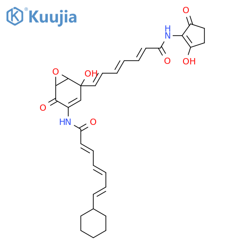 2,4,6-Heptatrienamide,7-cyclohexyl-N-[5-hydroxy-5-[7-[(2-hydroxy-5-oxo-1-cyclopenten-1-yl)amino]-7-oxo-1,3,5-heptatrien-1-yl]-2-oxo-7-oxabicyclo[4.1.0]hept-3-en-3-yl]- structure
