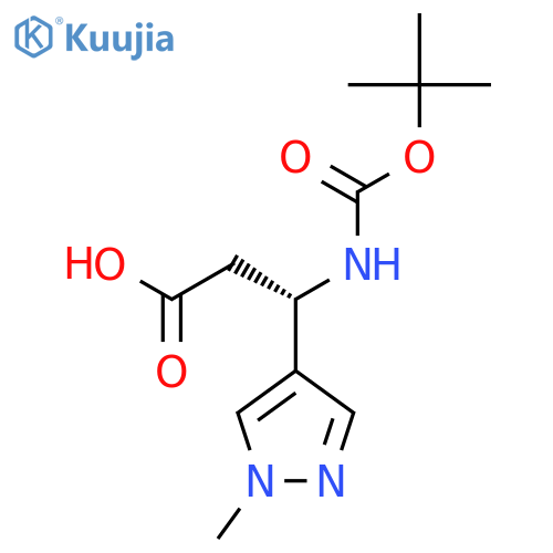 (3S)-3-{(tert-butoxy)carbonylamino}-3-(1-methyl-1H-pyrazol-4-yl)propanoic acid structure