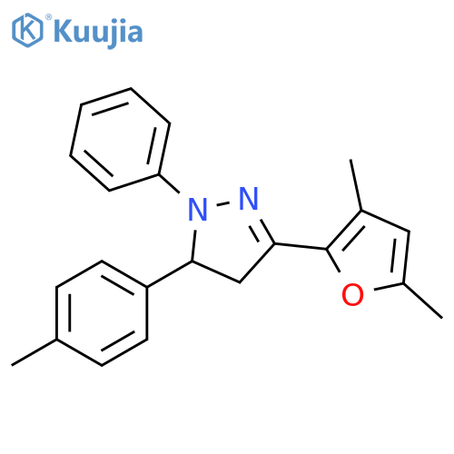 1H-Pyrazole,3-(3,5-dimethyl-2-furanyl)-4,5-dihydro-5-(4-methylphenyl)-1-phenyl- structure