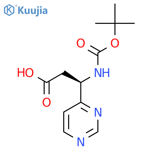 (3R)-3-{(tert-butoxy)carbonylamino}-3-(pyrimidin-4-yl)propanoic acid structure