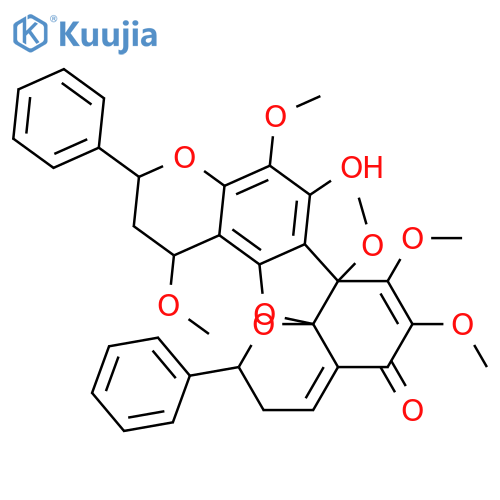 11H-Furo[2,3-f:4,5-i']bis[1]benzopyran-5(7aH)-one,2,3,12,13-tetrahydro-8-hydroxy-6,7,7a,9,13-pentamethoxy-2,11-diphenyl-,(2R,7aS,11R,13S,14aR)-rel-(-)- (9CI) structure
