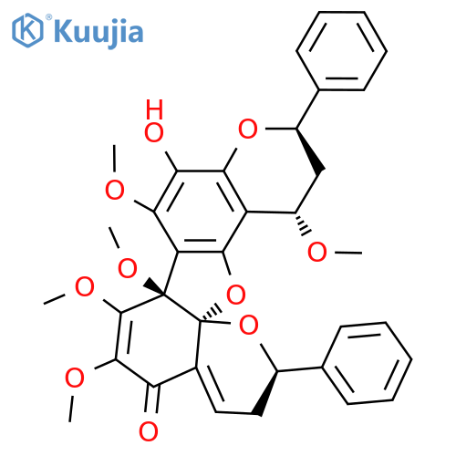 11H-Furo[2,3-f:4,5-i']bis[1]benzopyran-5(7aH)-one, 2,3,12,13-tetrahydro-9-hydroxy-6,7,7a,8,13-pentamethoxy-2,11-diphenyl-, (2R,7aS,11R,13S,14aR)-rel-(-)- (9CI) structure