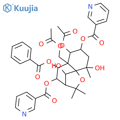 1,2,4,6,8,9,14-Heptahydroxydihydro-β-agarofuran; (1α,2α,4β,6β,8α,9β)-form, 2,8-Bis-O-(3-pyridinecarbonyl), 9-benzoyl, 1,14-di-Ac structure