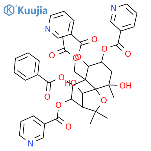 1,2,4,6,8,9,14-Heptahydroxydihydro-β-agarofuran; (1α,2α,4β,6β,8α,9β)-form, 1,2,8-Tris-O-(3-pyridinecarbonyl), 9-benzoyl, 14-Ac structure