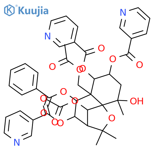 1,2,4,6,8,9,14-Heptahydroxydihydro-β-agarofuran; (1α,2α,4β,6β,8α,9β)-form, 1,2,8-Tris-O-(3-pyridinecarbonyl), 9-benzoyl, 6,14-di-Ac structure