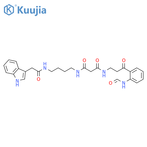 Propanediamide,N1-[3-[2-(formylamino)phenyl]-3-oxopropyl]-N3-[4-[[2-(1H-indol-3-yl)acetyl]amino]butyl]- structure