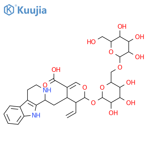 2H-Pyran-5-carboxylicacid, 3-ethenyl-2-[(6-O-a-D-glucopyranosyl-b-D-glucopyranosyl)oxy]-3,4-dihydro-4-[[(1S)-2,3,4,9-tetrahydro-1H-pyrido[3,4-b]indol-1-yl]methyl]-,(2S,3R,4S)- (9CI) structure