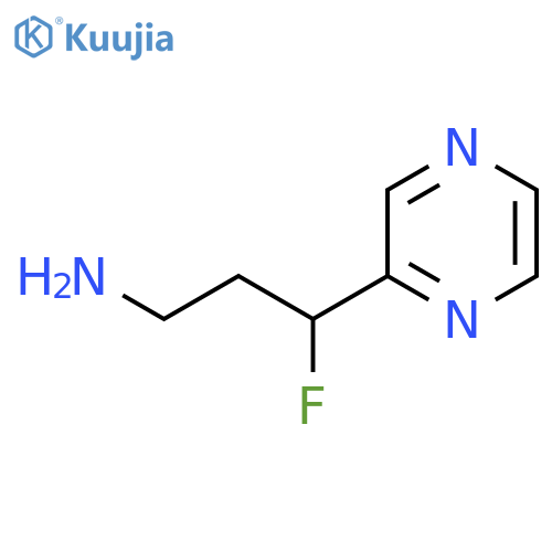 3-fluoro-3-(pyrazin-2-yl)propan-1-amine structure