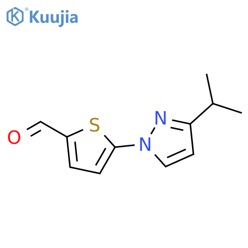 5-3-(propan-2-yl)-1H-pyrazol-1-ylthiophene-2-carbaldehyde structure