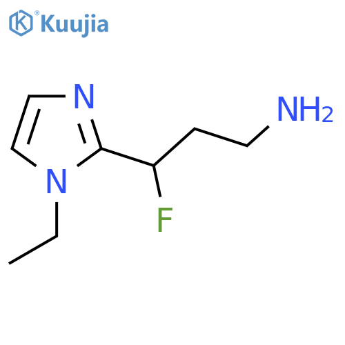 3-(1-ethyl-1H-imidazol-2-yl)-3-fluoropropan-1-amine structure