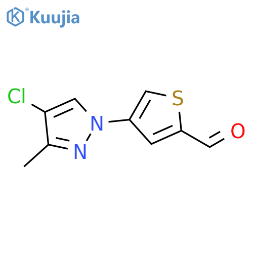 4-(4-chloro-3-methyl-1H-pyrazol-1-yl)thiophene-2-carbaldehyde structure