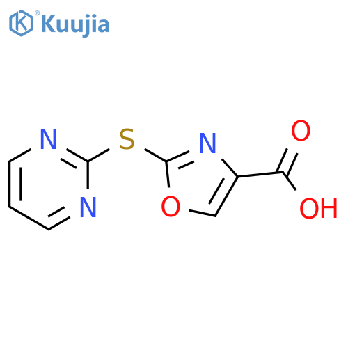2-(pyrimidin-2-ylsulfanyl)-1,3-oxazole-4-carboxylic acid structure