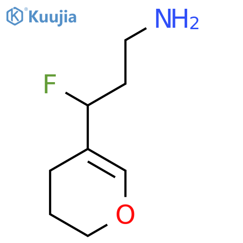 3-(3,4-dihydro-2H-pyran-5-yl)-3-fluoropropan-1-amine structure