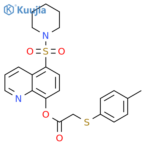 Acetic acid, [(4-methylphenyl)thio]-, 5-(1-piperidinylsulfonyl)-8-quinolinylester structure