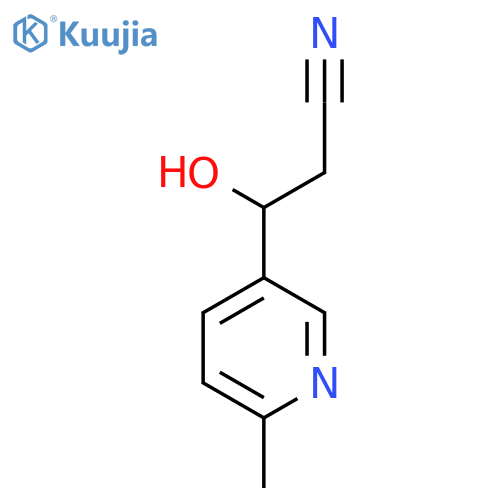 3-hydroxy-3-(6-methylpyridin-3-yl)propanenitrile structure