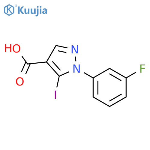 1-(3-fluorophenyl)-5-iodo-1H-pyrazole-4-carboxylic acid structure