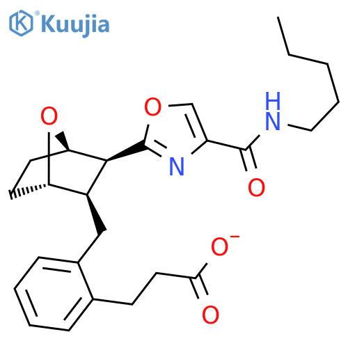 Benzenepropanoic acid,2-[[(1S,2R,3S,4R)-3-[4-[(pentylamino)carbonyl]-2-oxazolyl]-7-oxabicyclo[2.2.1]hept-2-yl]methyl]-,sodium salt (1:1) structure