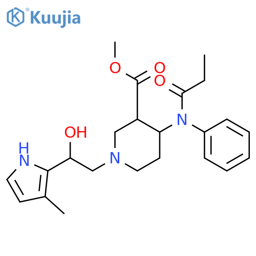 3-Piperidinecarboxylicacid,1-[2-hydroxy-2-(3-methyl-1H-pyrrol-2-yl)ethyl]-4-[(1-oxopropyl)phenylamino]-,methyl ester structure
