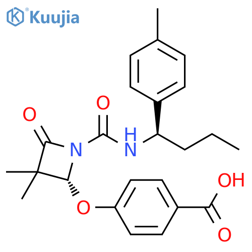Benzoic acid,4-[[(2R)-3,3-dimethyl-1-[[[(1R)-1-(4-methylphenyl)butyl]amino]carbonyl]-4-oxo-2-azetidinyl]oxy]- structure
