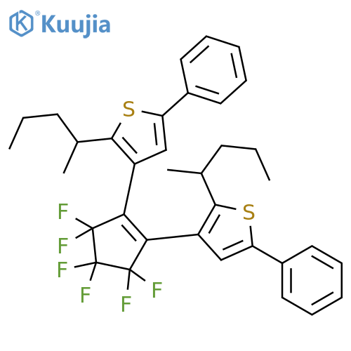 Thiophene, 3,3'-(3,3,4,4,5,5-hexafluoro-1-cyclopentene-1,2-diyl)bis[2-(1-methylbutyl)-5-phenyl- structure