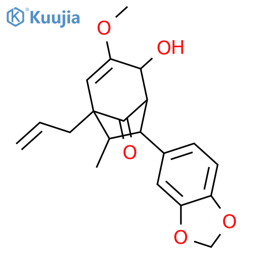Bicyclo[3.2.1]oct-2-en-8-one,6-(1,3-benzodioxol-5-yl)-4-hydroxy-3-methoxy-7-methyl-1-(2-propen-1-yl)-,(1R,4R,5S,6S,7S)-rel-(+)- structure