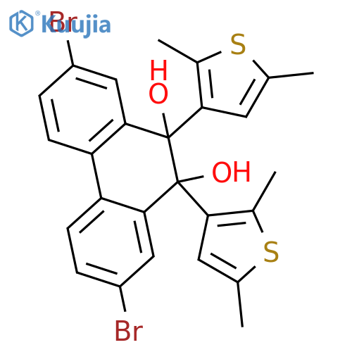 9,10-Phenanthrenediol, 2,7-dibromo-9,10-bis(2,5-dimethyl-3-thienyl)-9,10-dihydro- structure