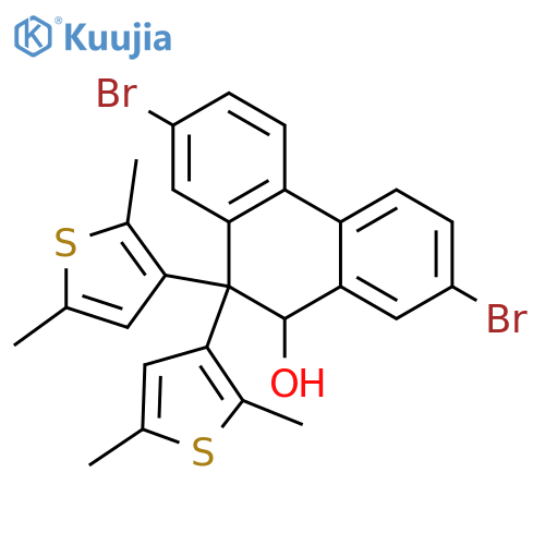 9-Phenanthrenol, 2,7-dibromo-10,10-bis(2,5-dimethyl-3-thienyl)-9,10-dihydro- structure