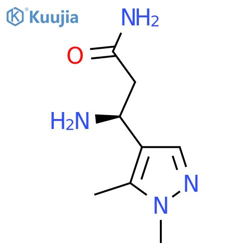 (3S)-3-Amino-3-(1,5-dimethyl-1H-pyrazol-4-yl)propanamide structure