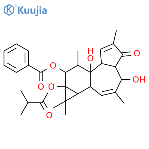Propanoic acid, 2-methyl-, 9-(benzoyloxy)-1,1a,1b,4,4a,5,7a,7b,8,9-decahydro-4,7b-dihydroxy-1,1,3,6,8-pentamethyl-5-oxo-9aH-cyclopropa[3,4]benz[1,2-e]azulen-9a-yl ester (9CI) structure