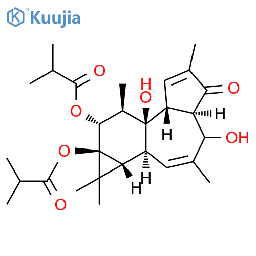 Propanoic acid,2-methyl-,1,1'-[(1aR,1bS,4aR,7aR,7bR,8R,9R,9aS)-1,1a,1b,4,4a,5,7a,7b,8,9-decahydro-4,7b-dihydroxy-1,1,3,6,8-pentamethyl-5-oxo-9aH-cyclopropa[3,4]benz[1,2-e]azulene-9,9a-diyl]ester structure