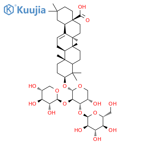 Olean-12-en-28-oicacid, 3-[(O-b-D-glucopyranosyl-(1&reg;3)-O-[b-D-xylopyranosyl-(1&reg;2)]-a-L-arabinopyranosyl)oxy]-, (3b)- (9CI) structure